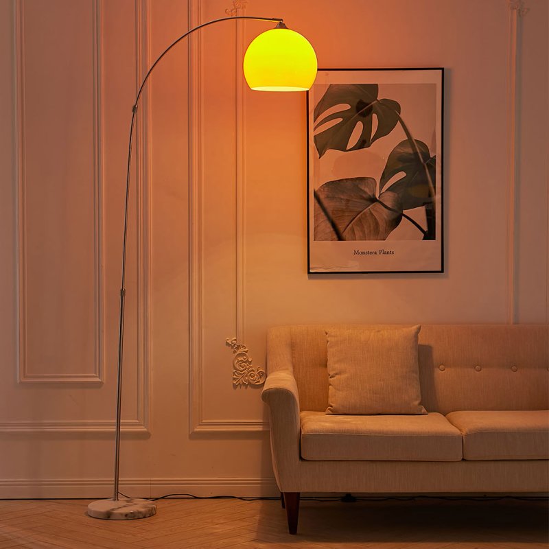 Living and Home Modern Arched Floor Lamp with Marble Base