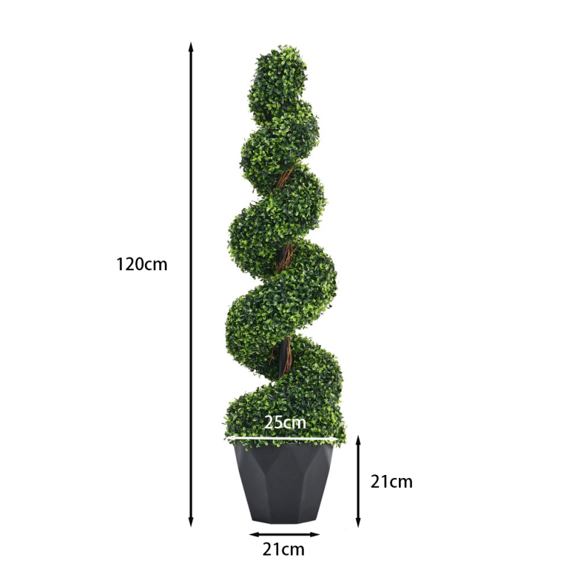 Living and Home 120cm 2 Pack Artificial Topiary Spiral Boxwood Tree Fake Plant