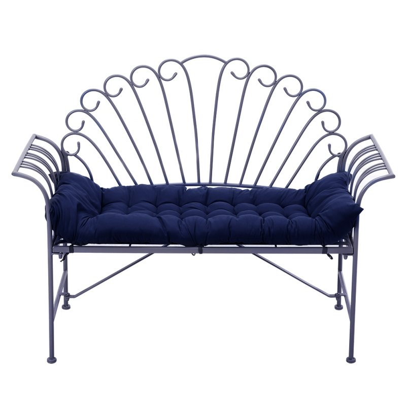 Living and Home Dark Blue Non-slip Sun Lounger Cushion for Garden Patio, 125cm(W) x 48cm(D)
