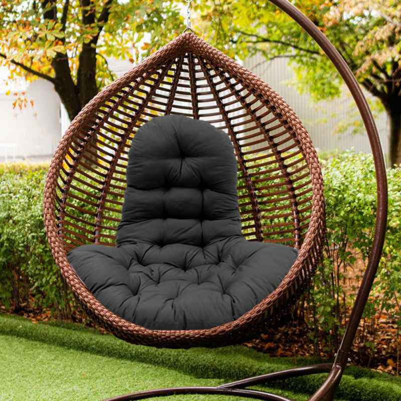 Living and Home Black Hanging Egg Chair Cushion with High Back