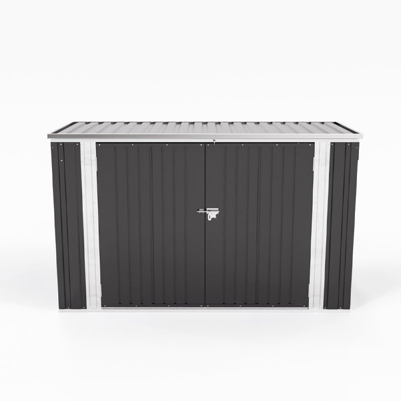Living and Home 7 x 3 ft Lockable Steel Garden Metal Junk/Bike Storage Shed, Anthracite