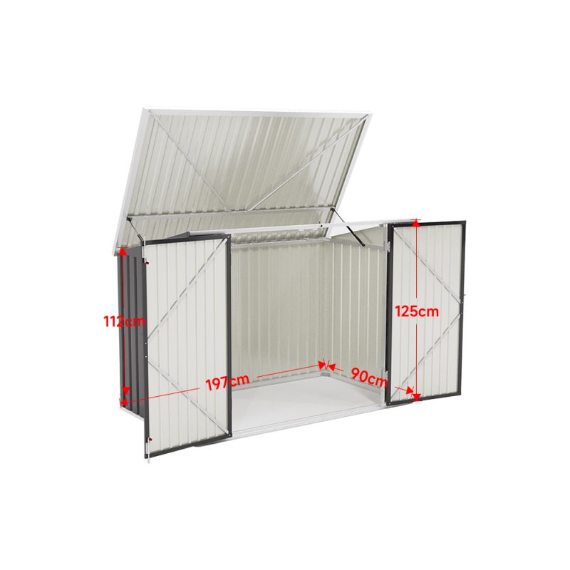 Living and Home 7 x 3 ft Lockable Steel Garden Metal Junk/Bike Storage Shed, Anthracite