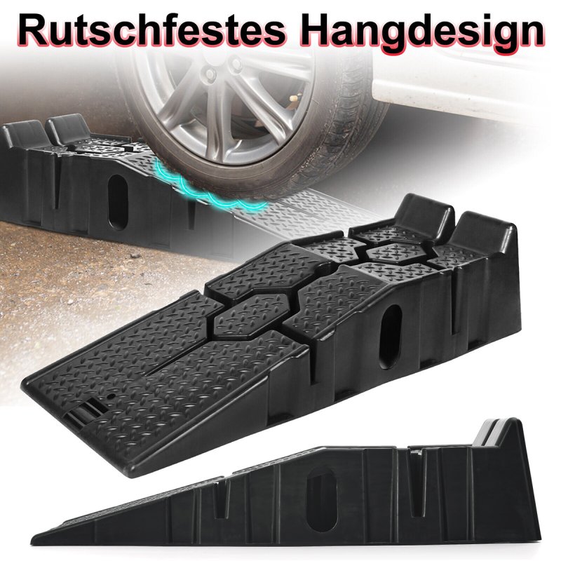Living and Home 2Pcs Portable Rubber Vehicle Access Ramp Set 2.5 T Car Maintenance Ramps Lifting Tools, Black