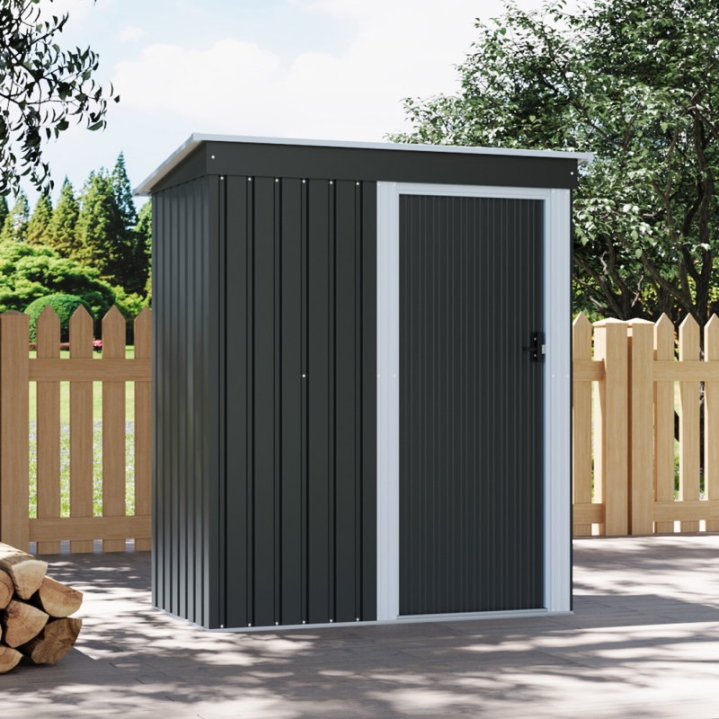 Living and Home 5.38 x 2.89FT Outdoor Metal Storage Shed with Lockable Door