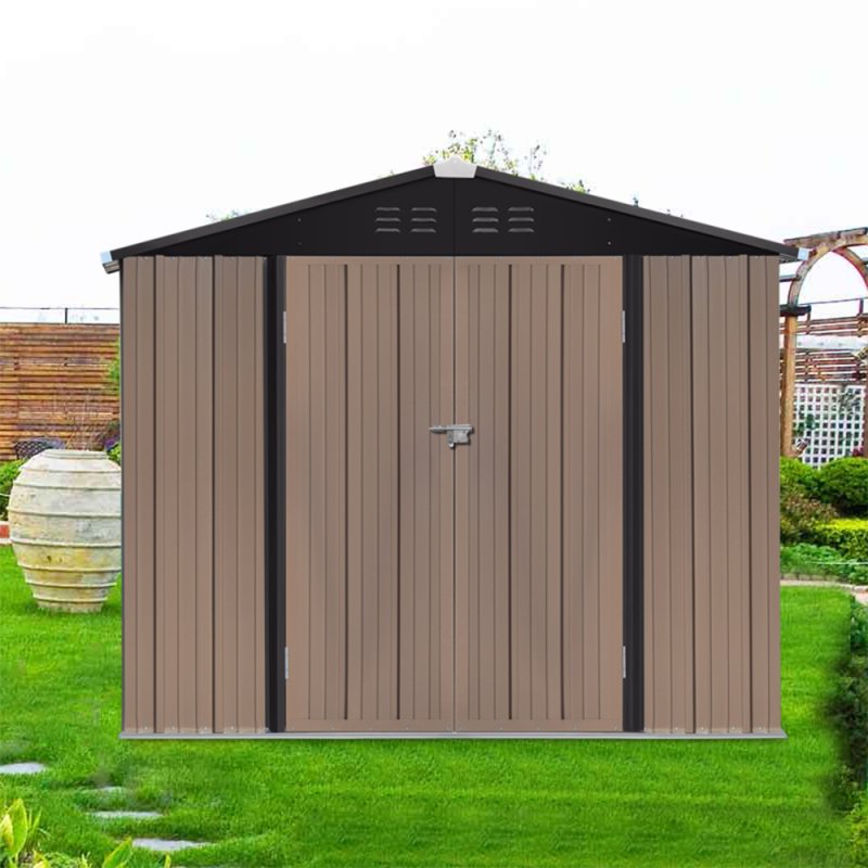 Living and Home 7.84 x 6.1FT Apex Roof Metal Garden Storage Shed with Lockable Door