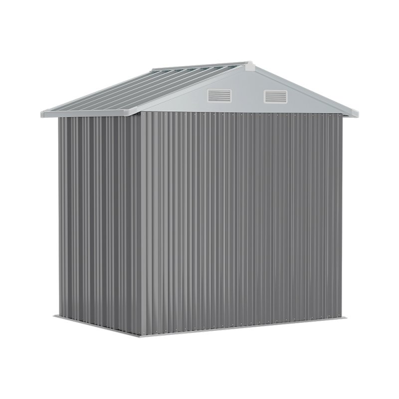 Living and Home 7.83 x 6.1FT Apex Roof Metal Garden Storage Shed with Lockable Door, Grey+White