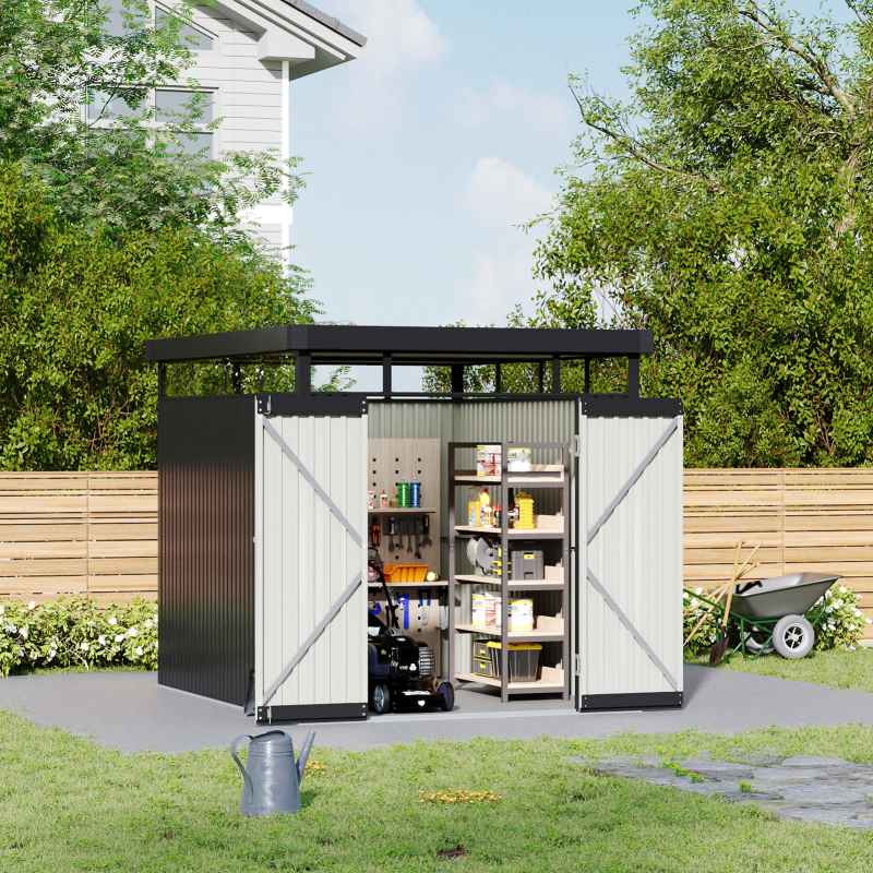 Living and Home 6.56 x 8.46FT Metal Garden Tool Shed