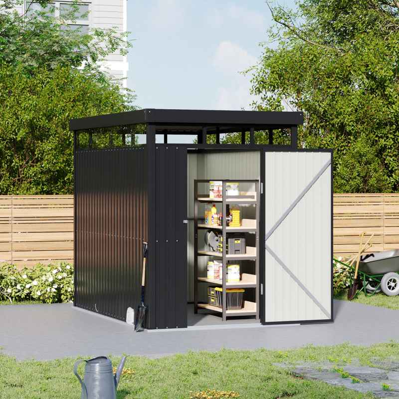 Living and Home 5.31 x 8.46FT Outdoor Metal Garden Storage Shed