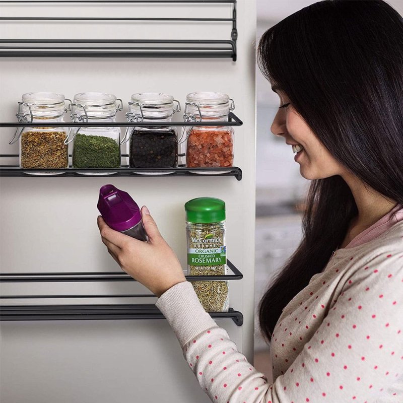 Living and Home Set of 4 Wall Mount Metal Wire Spice Rack
