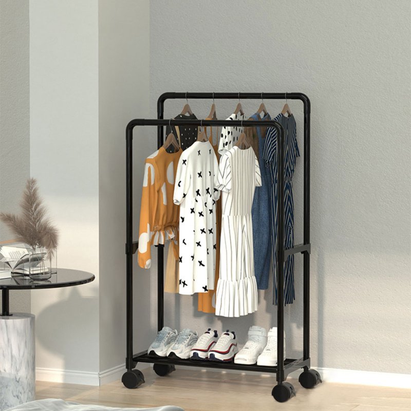 Living and Home ﻿Double Rod Metal Clothes Rack on Wheels