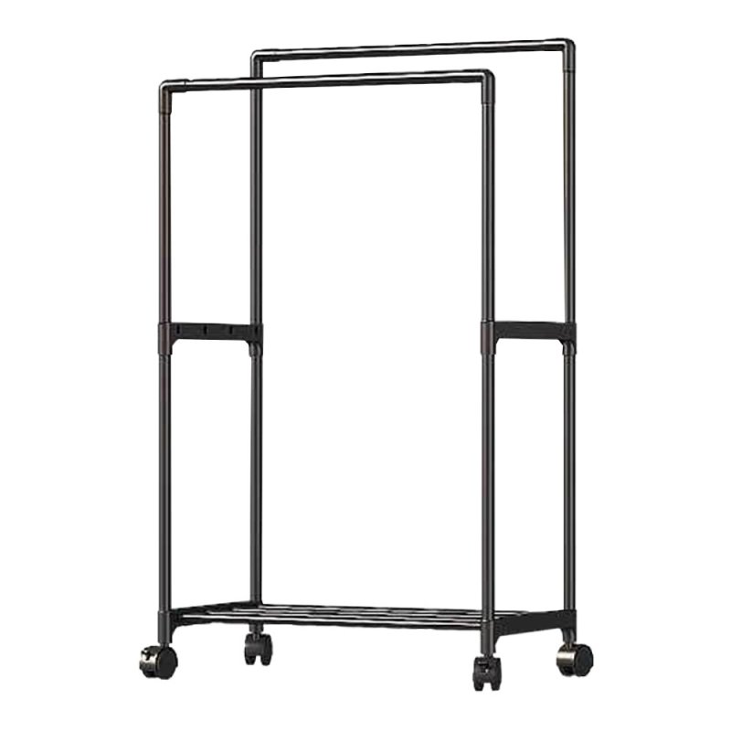 Living and Home ﻿Double Rod Metal Clothes Rack on Wheels