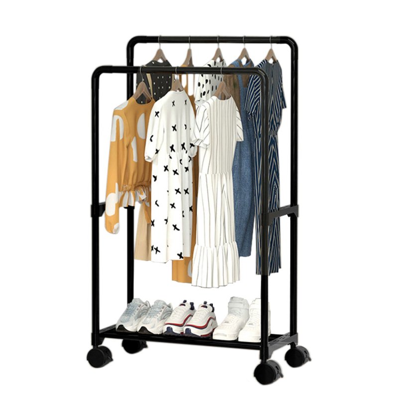 Living and Home ﻿Double Rod Metal Clothes Rack on Wheels