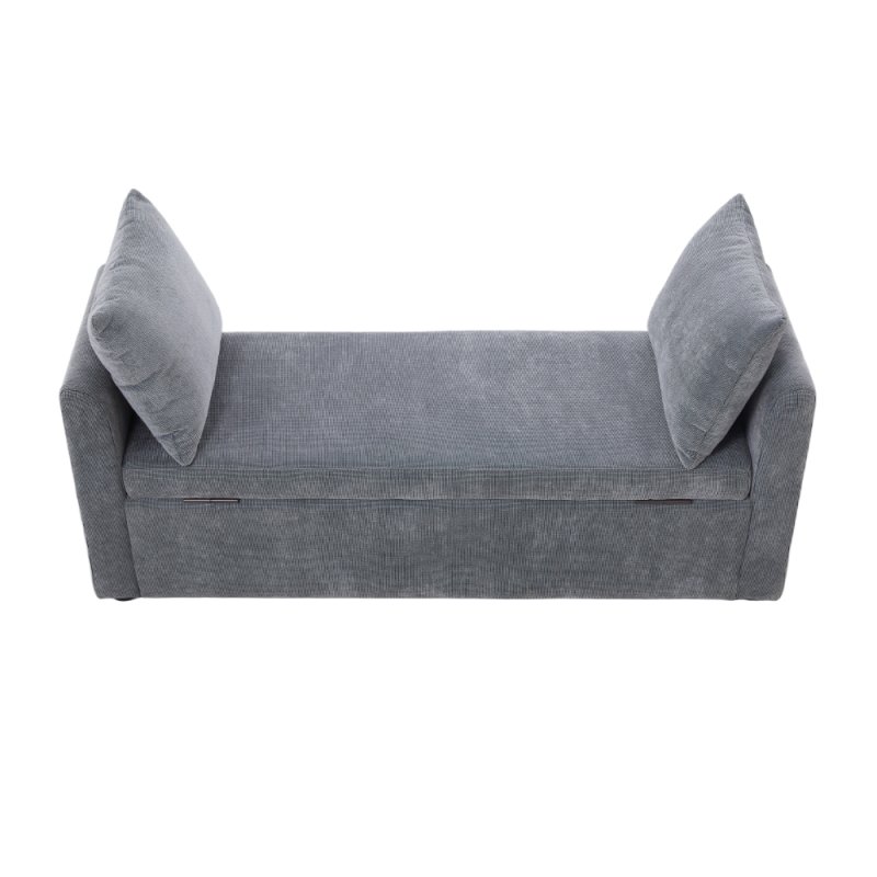 Living and Home Upholstered Storage Bench with 2 Pillow, Grey