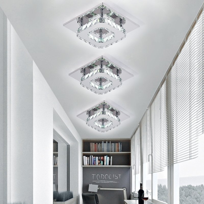 Living and Home Modern Small Crystal LED Ceiling Light for Hallways and Corridor