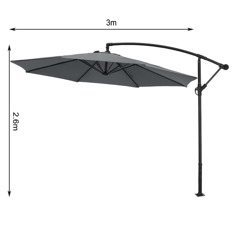 Living and Home 3m Cantilever Garden Parasol with Crank Handle