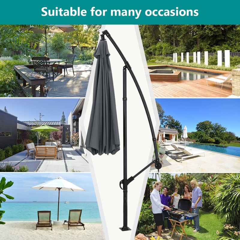 Living and Home 3M Large Banana Cantilever Patio Parasol for Outdoor Sunshade and Rain with Cross Base
