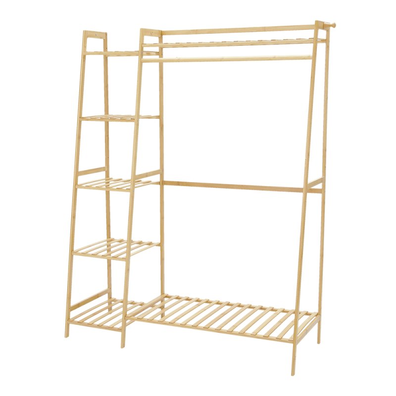 Living and Home Bamboo Bedroom Garment Clothes Rack Natural 110cm