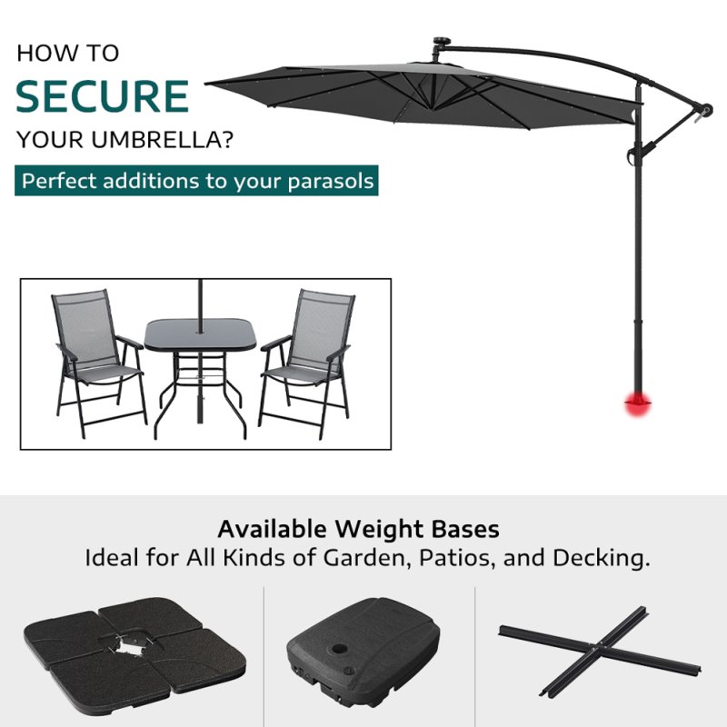 Living and Home Outdoor 32 LED Lighted Patio Umbrella with Crank Lift System