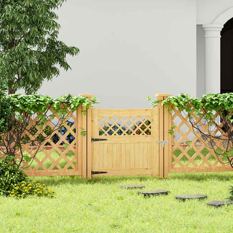 Living and Home 90x90cm Rhombus Garden Wood Fence Gate in Natural Color