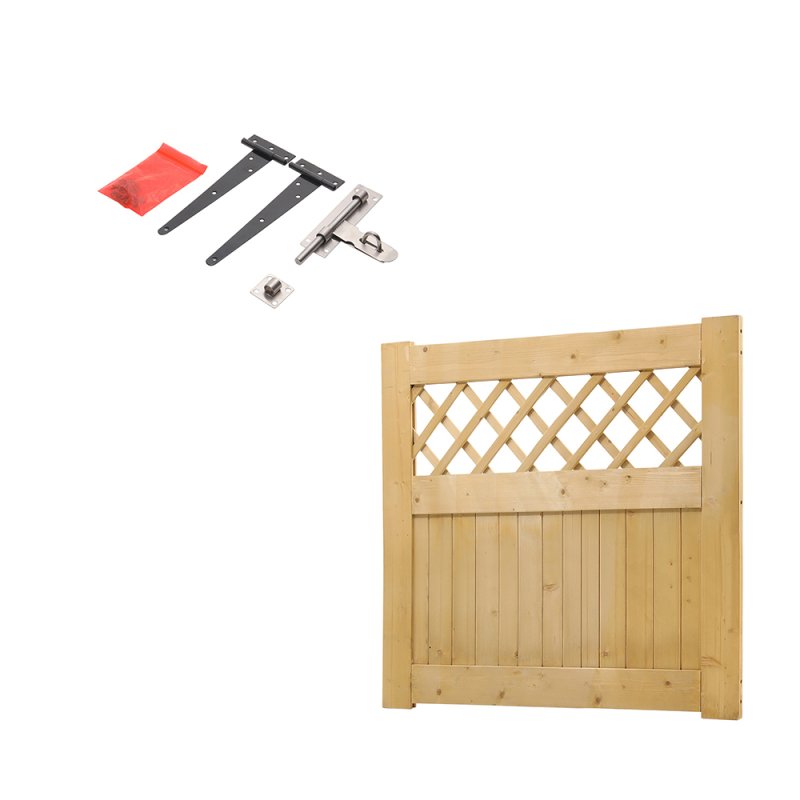 Living and Home 90x90cm Rhombus Garden Wood Fence Gate in Natural Color