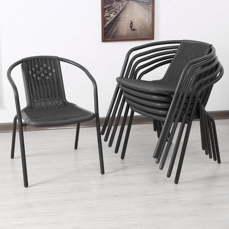 Living and Home Set of 4 PE Rattan Stacking Garden Chairs
