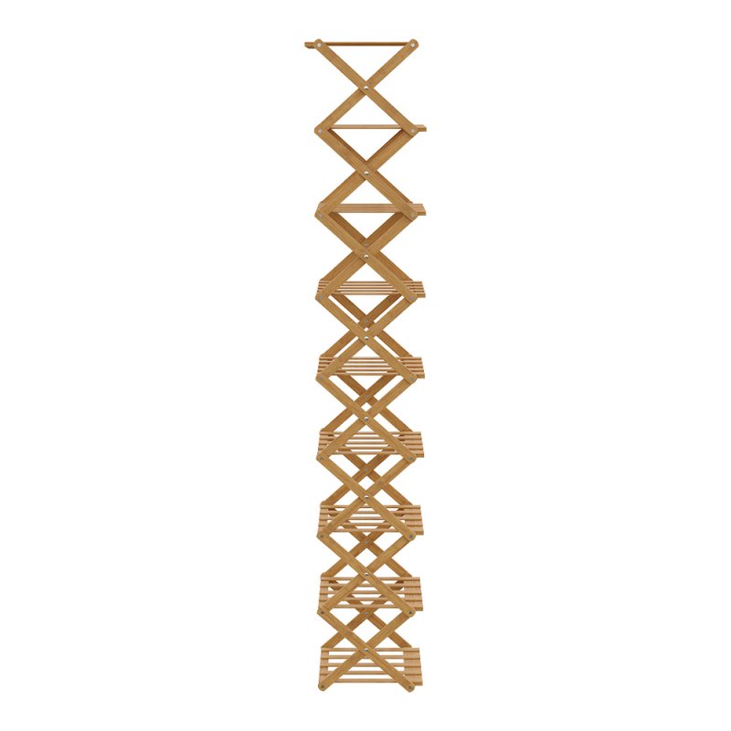 Living and Home 9-Tier Bamboo Folding Shoe Rack
