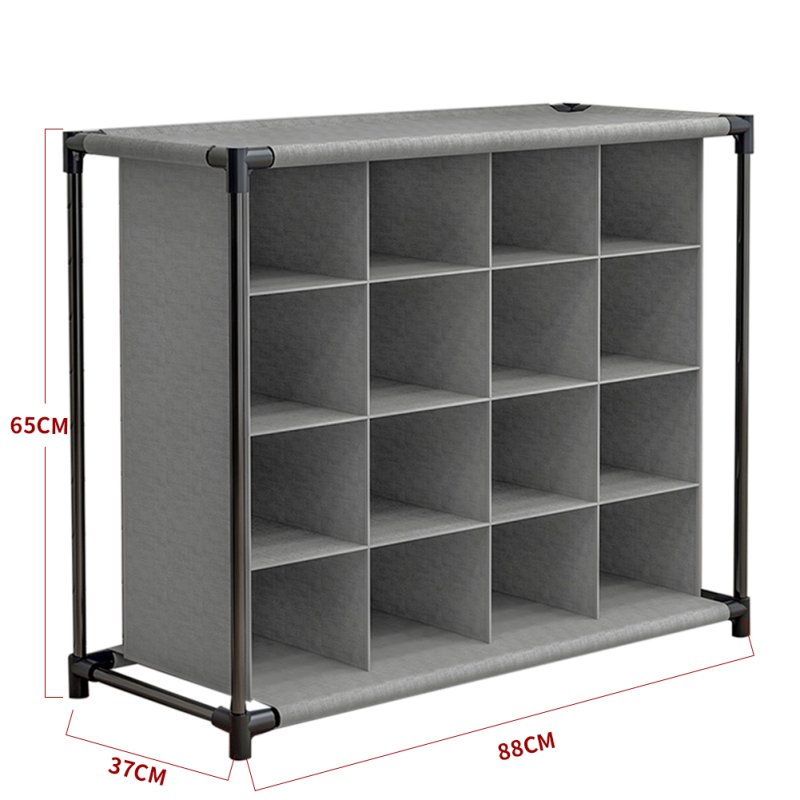 Living and Home 4-Tier 16-Grid Non-woven Shoes Rack Storage Organizer