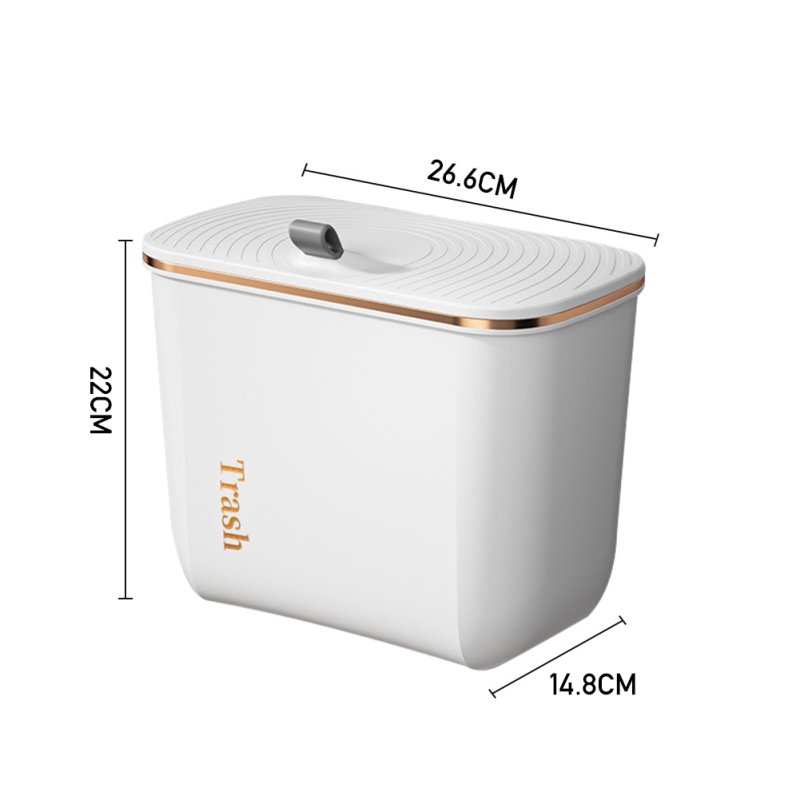 Living and Home Kitchen Bathroom Hanging Waste Bin with Lid 26.6cm W x 14.8cm D x 22cm H