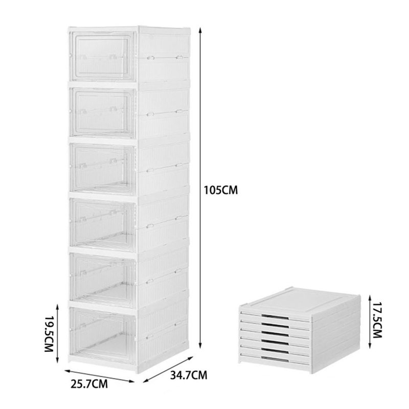 Living and Home 6-Tier Plastic Foldable Shoe Storage Box Unit
