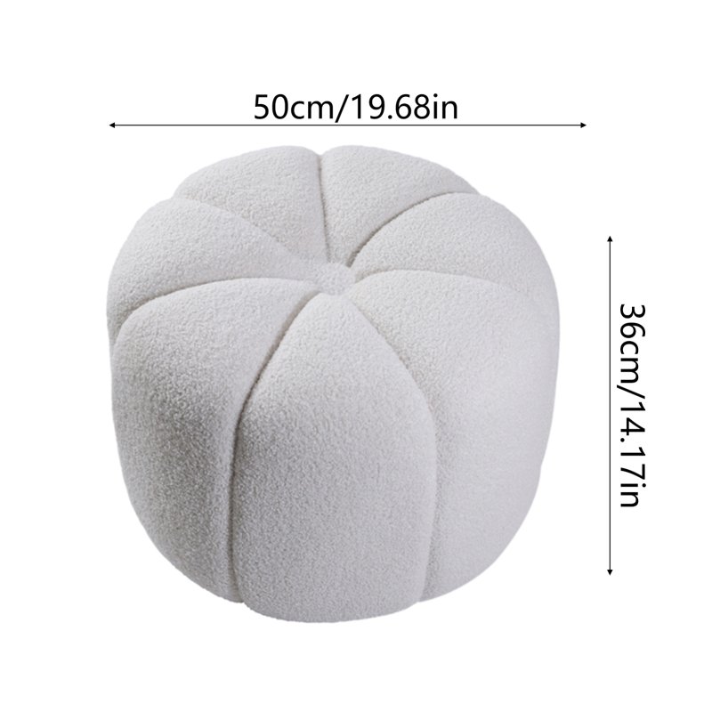 Living and Home Round Shape Teddy Fabric Footstool