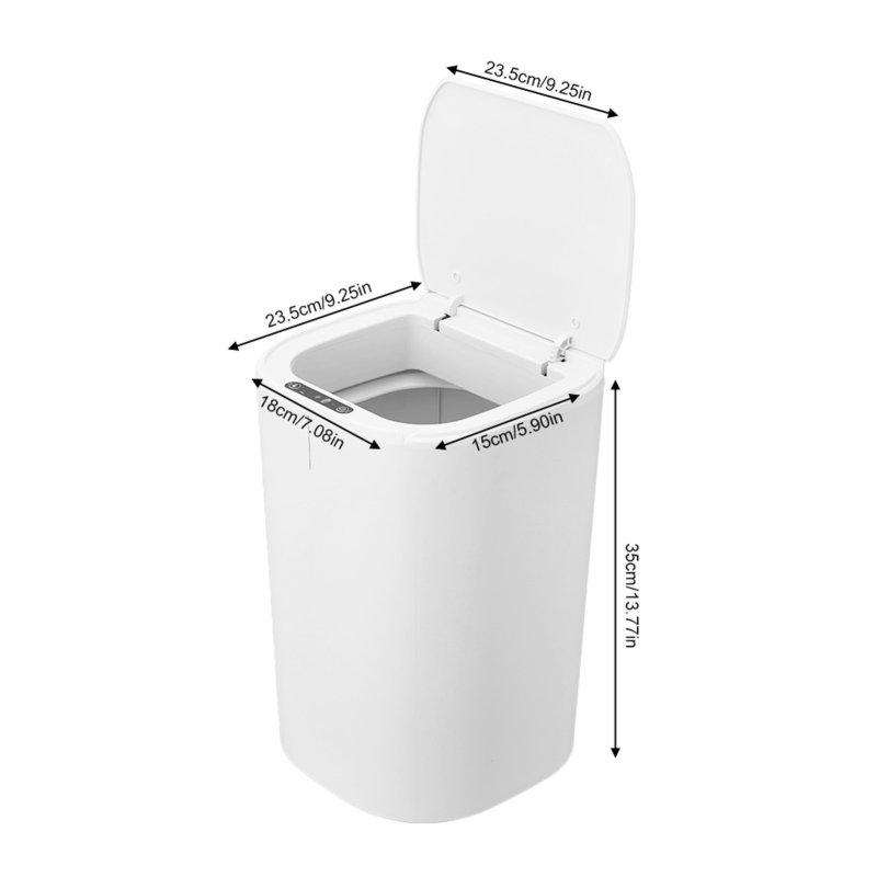 Living and Home 16L Automatic Touchless Motion Sensor Rubbish Bin with Removable Inner Bucket and Soft-Close Lid, White