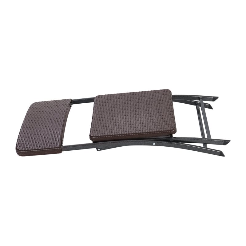 Living and Home Set of 2 Outdoor Rattan Plastic Folding Chairs Dining Chairs Set Brown