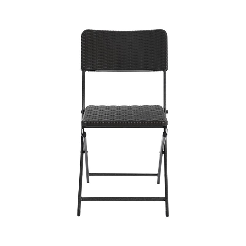 Livingandhome Set of 2 Outdoor Rattan Plastic Folding Chairs Dining Chairs Set, Black