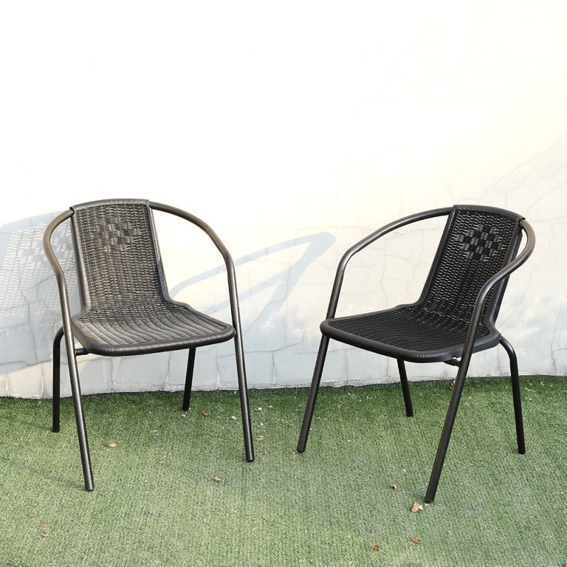 Living and Home Set of 2 PE Rattan Stacking Garden Chairs