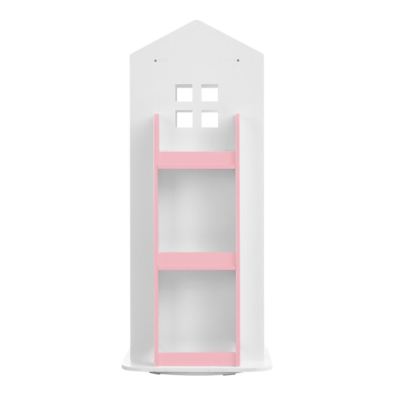 Living and Home Kids' House Frame Rotating Bookshelf in Pink