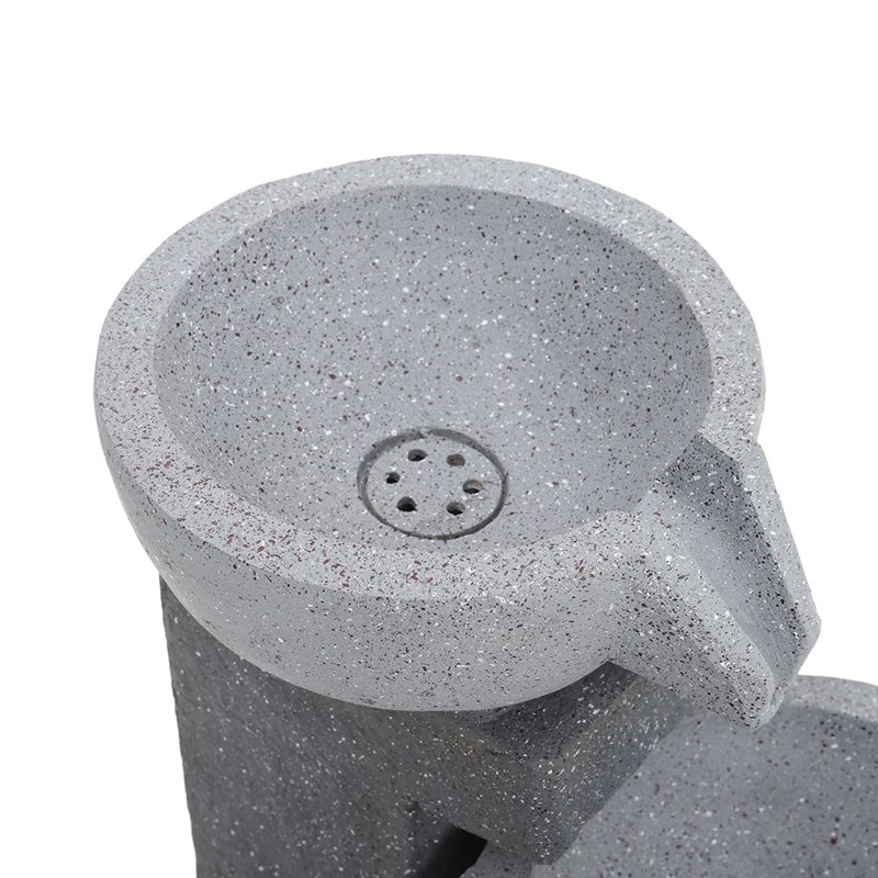 Living and Home 3-Tier Outdoor Water Fountain Rockery Decor Solar Powered Water Feature with LED Light