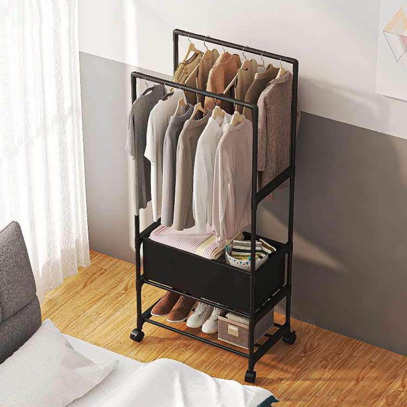 Living and Home Double Rod Metal Clothes Rack on Wheels 57.5cm W