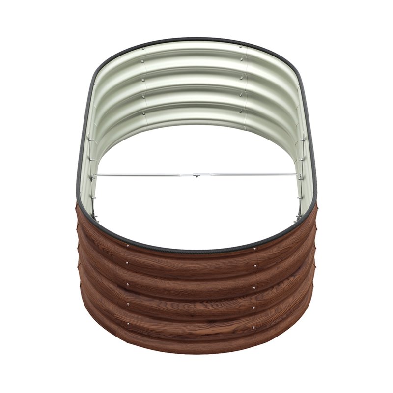 Living and Home 160cm W Oval-Shaped Galvanised Steel Raised Garden Bed, Brown
