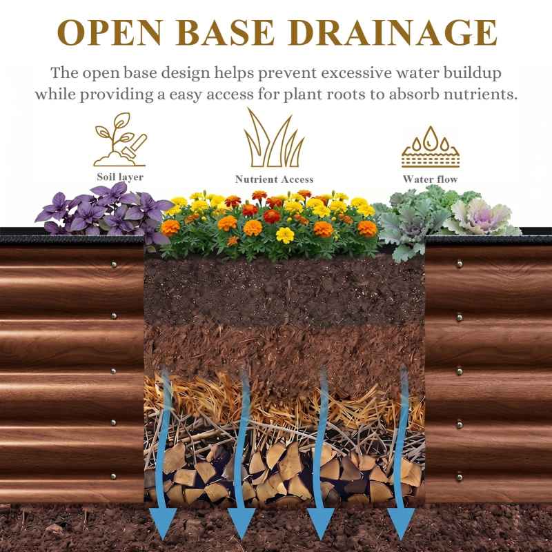 Living and Home 240cm W Oval-Shaped Galvanised Steel Raised Garden Bed, Brown