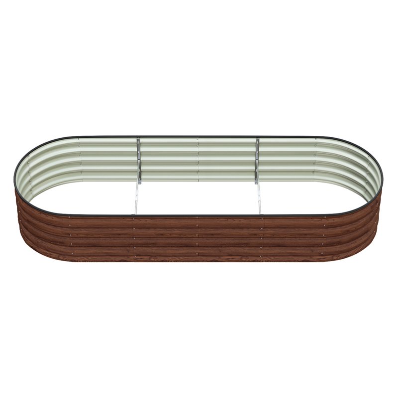 Living and Home 240cm W Oval-Shaped Galvanised Steel Raised Garden Bed, Brown