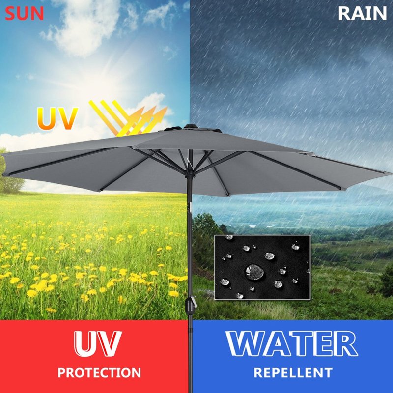 Living and Home 3M Large Rotating Patio Parasol for Outdoor Sunshade and Rain