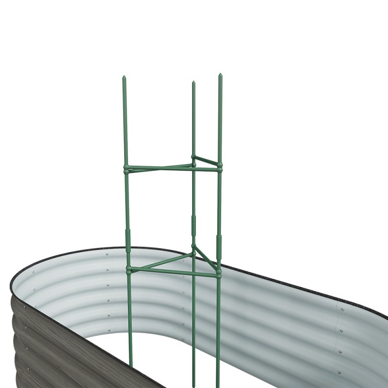 Living and Home 160cm W Outdoor Galvanized Steel Grey Raised Garden Bed with Green Trellis