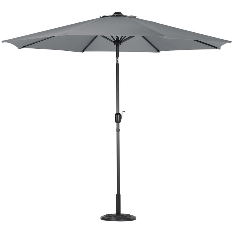 Living and Home 3M Large Rotating Patio Parasol for Outdoor Sunshade and Rain with Floral-Pattern Base