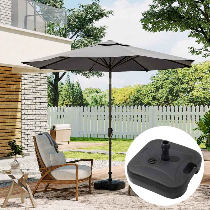 Black Rattan Patio Furniture Set + 3M Rotating Cantilever Parasol with Base Bundle