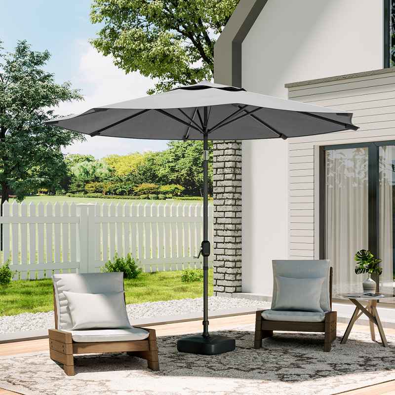 Black Rattan Patio Furniture Set + 3M Rotating Cantilever Parasol with Base Bundle