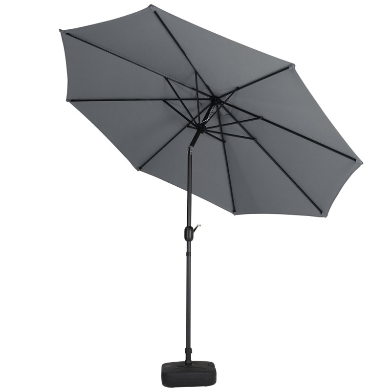 Black Rattan Patio Furniture Set + 3M Rotating Cantilever Parasol with Base Bundle