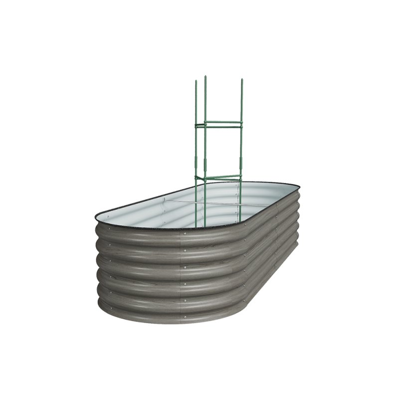 Living and Home 240cm W Outdoor Galvanized Steel Grey Raised Garden Bed with Green Trellis