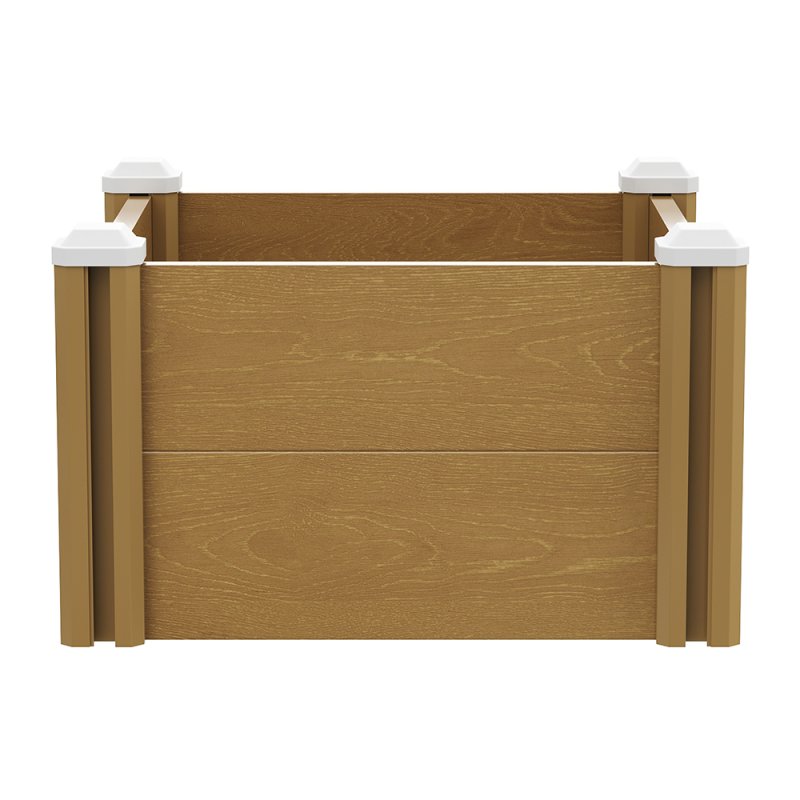 Living and Home 54cm W Square Plastic Wood-Grain Raised Garden Bed Planter, Brown Wood Grain