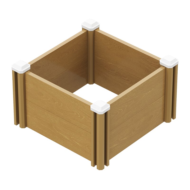 Living and Home 54cm W Square Plastic Wood-Grain Raised Garden Bed Planter, Brown Wood Grain
