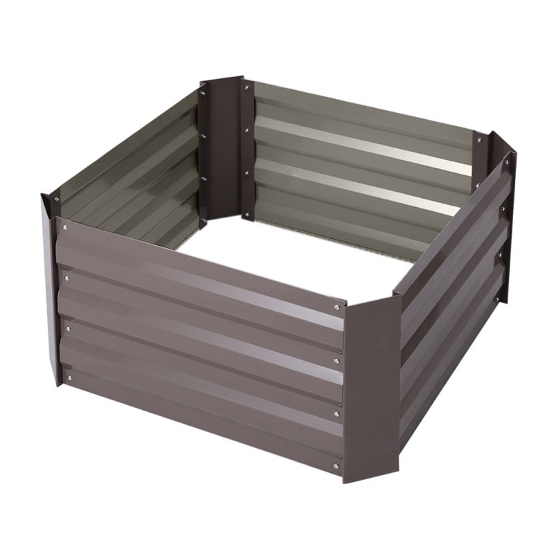 Living and Home 30cm H Galvanized Steel Square Raised Garden Bed Planter Box, Brown